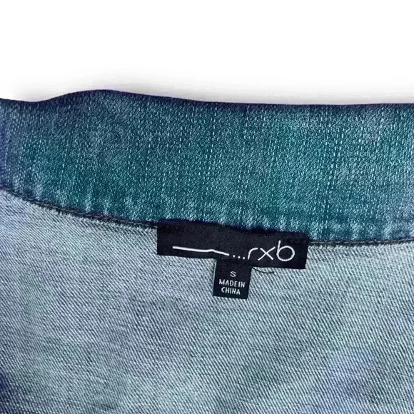 Boho Embellished Studded Hippie Blue Jean Denim Jacket Floral Aztec Embroidery S - Picture 8 of 9